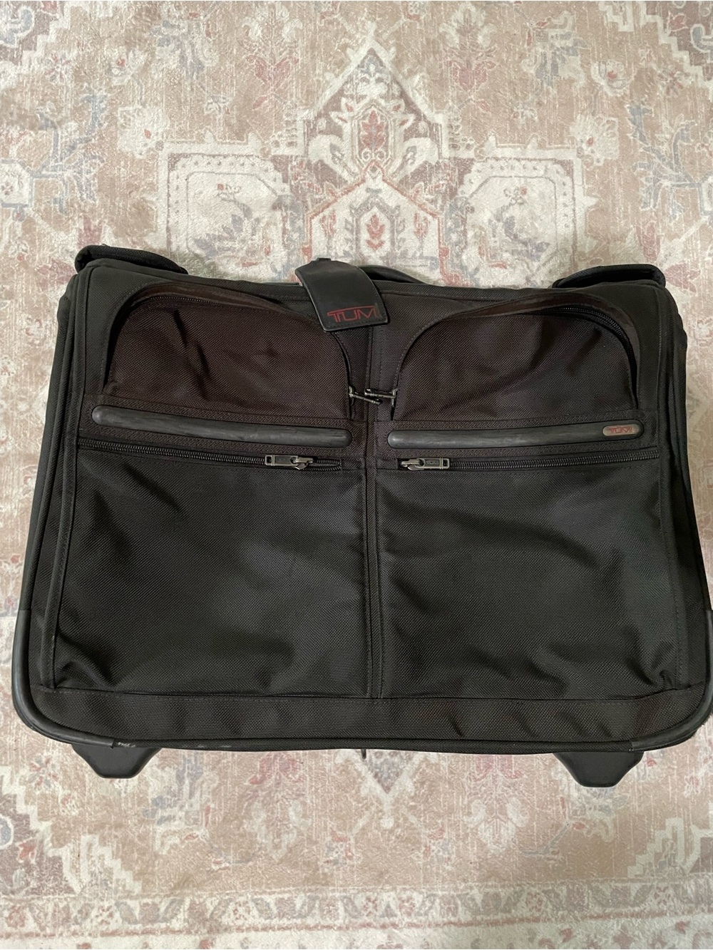 Tumi Black Rolling Garment Bag with Front Zip Pockets